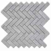 Carrara Marble Italian White Bianco Carrera 1'' x 3'' Herringbone Mosaic Tile Polished